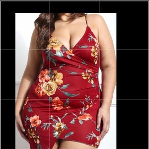 Red floral mini dress